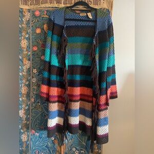 NWOT Wrangler Colorblock Crochet Cardigan | Boho Retro Hippie | Size S/P